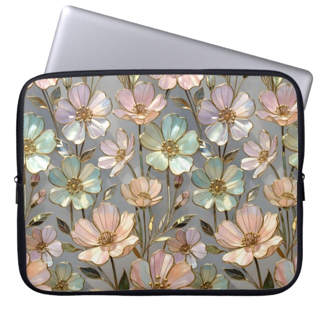 Funda para Portátil Floral Patrón de Flores Pastel (Frente)