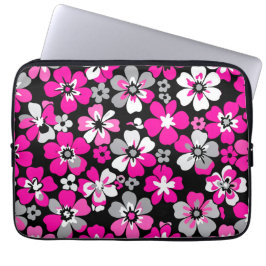Funda Para Portátil Floral Pattern Pink Grey White Black 