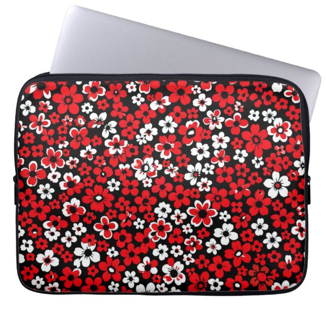 Funda Para Portátil Floral pattern red and white (Frente)