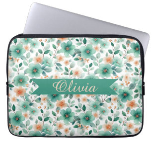 Funda Para Portátil Floral Personalizado Verde Primavera Vintage