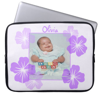 Funda Para Portátil Floral púrpura personalizada de la foto