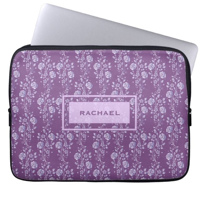 Funda Para Portátil Floral púrpura y lilaca personalizada (Frente)