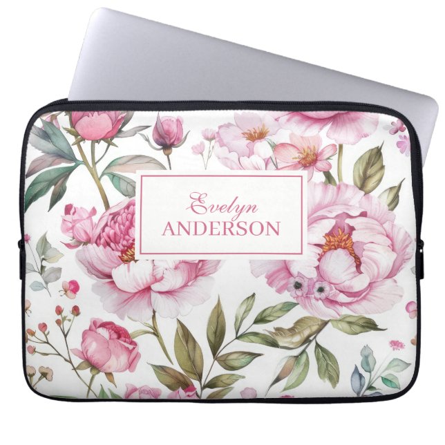 Funda Para Portátil Floral rosa (Frente)