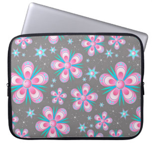 Funda Para Portátil Floral rosa con acentos marrones