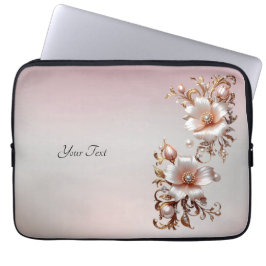Funda para portátil floral rosa decorativa