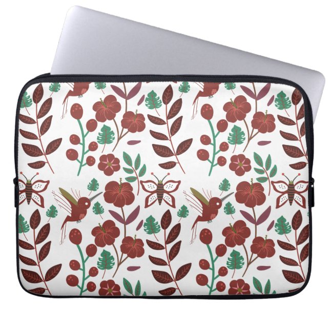 Funda Para Portátil Floral seamless pattern birds and butterflies (Frente)
