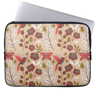 Funda Para Portátil Floral seamless pattern flowers, birds, butterfly