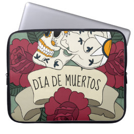 Funda Para Portátil Floral Skull Dia de los Muertos | Funda Portátil