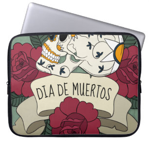 Funda Para Portátil Floral Skull Dia de los Muertos   Funda Portátil
