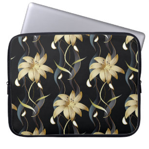 Funda Para Portátil Floral Striped Luxury: Viñeta 3D.