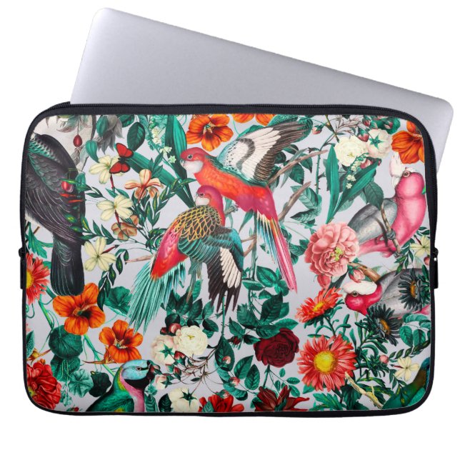 FUNDA PARA PORTÁTIL FLORAL Y AVES XIV-II (Frente)