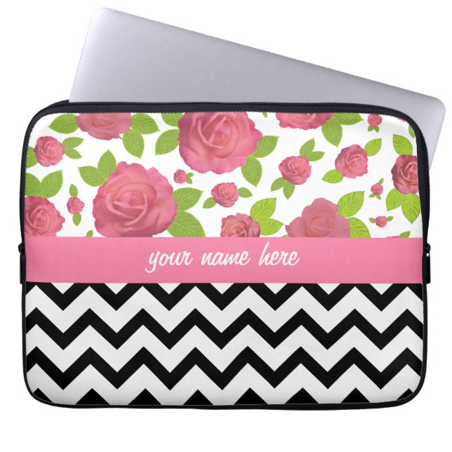 Funda Para Portátil Floral y zigzag mezclados imprime el bolso de la (Frente)