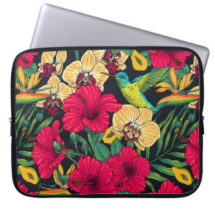 Funda Para Portátil Florales Tropicales y Colibrí - Botanica de Verano