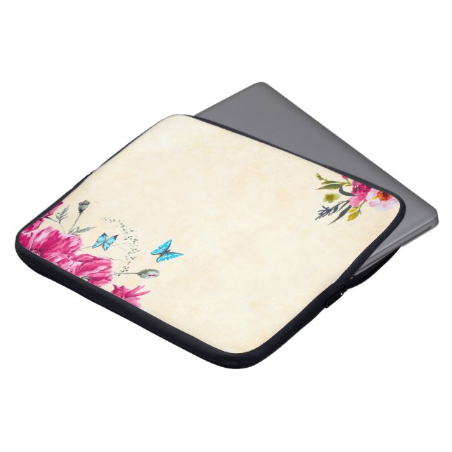 Funda Para Portátil Florece la mariposa (Superior anverso)