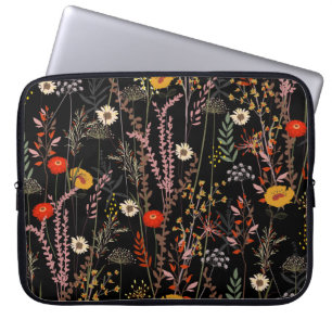 Funda Para Portátil Floreciente pradera flor mano dibujada