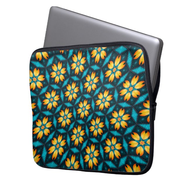 Funda Para Portátil Flores abstractas amarillas (Anverso izquierdo)