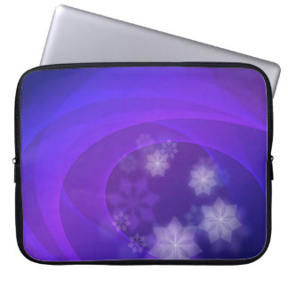 Funda Para Portátil Flores Abstractas En Fondo Indigo Doblado