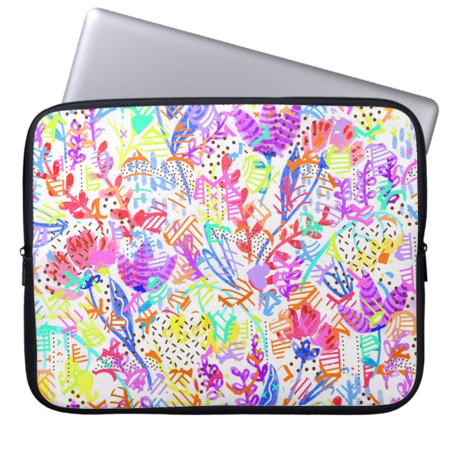 Funda Para Portátil Flores abstractas pastel (Frente)