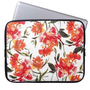 Funda Para Portátil Flores acuarelas, patrón impecable a mano.