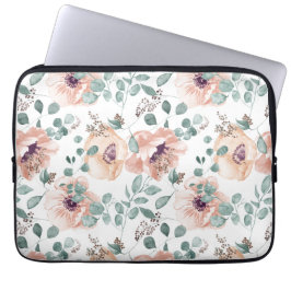 Funda Para Portátil Flores acuarelas Rubor de moda