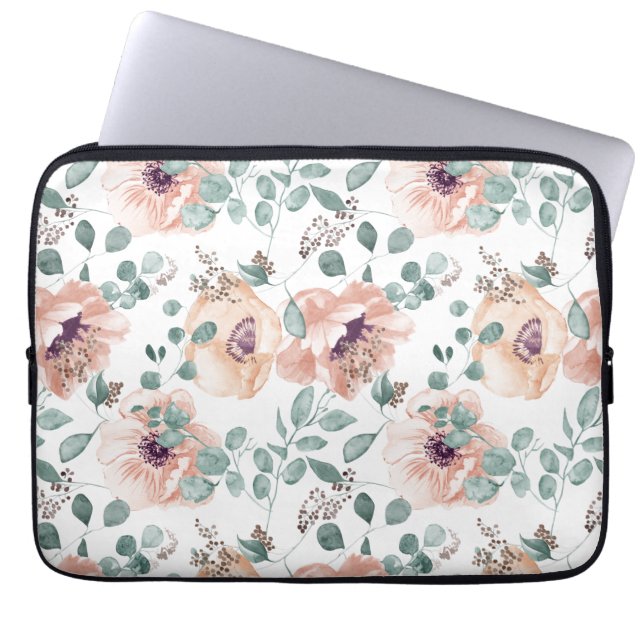 Funda Para Portátil Flores acuarelas Rubor de moda (Frente)