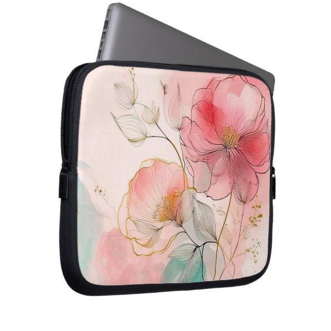 Funda Para Portátil Flores acuáticas fondo elegante (Anverso derecho)