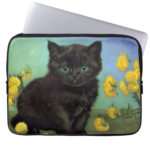 Funda Para Portátil Flores amarillas de gato negro Van Gogh