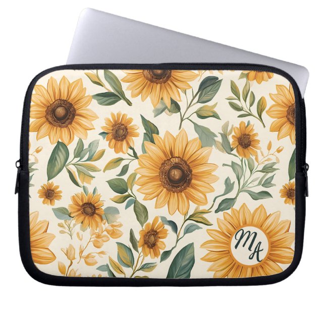 Funda Para Portátil Flores amarillas florales (Frente)
