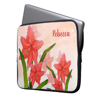 Funda Para Portátil Flores Amaryllis Rojas Personalizadas