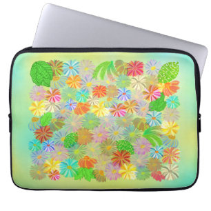 FUNDA PARA PORTÁTIL FLORES ASTER & CONE Y HOJAS TROPICALES COLOR DEL A