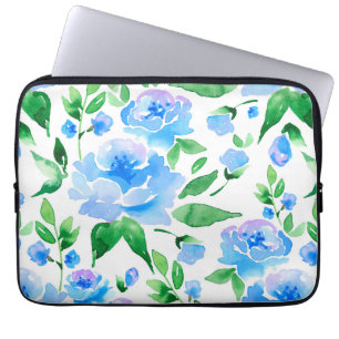 Funda Para Portátil Flores azul acuáticas