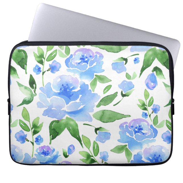 Funda Para Portátil Flores azul acuáticas (Frente)