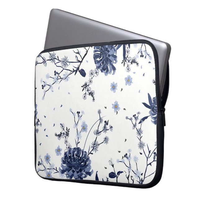 Funda Para Portátil Flores azules (Anverso izquierdo)