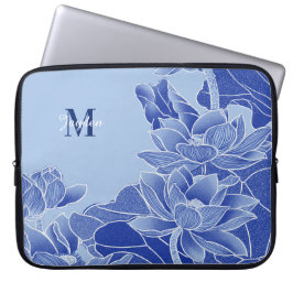 Funda Para Portátil Flores azules monográficas personalizadas Lotus Ma