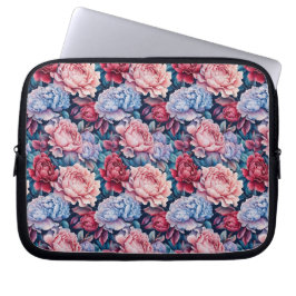 Funda Para Portátil Flores azules y rosas