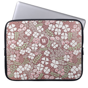Funda Para Portátil Flores blancas de color rosa de Rubor romántico fl