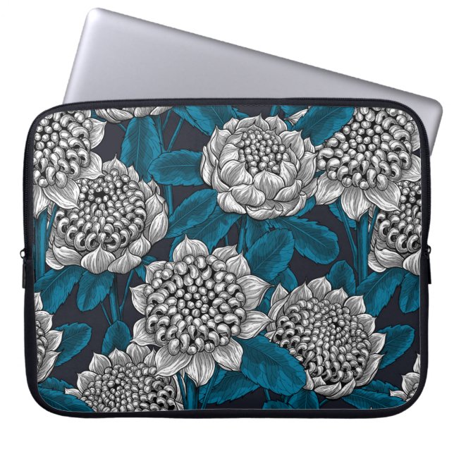 Funda Para Portátil Flores blancas de waratah (Frente)