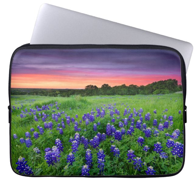 Funda Para Portátil Flores | Bluebonnets en Sunset Texas (Frente)