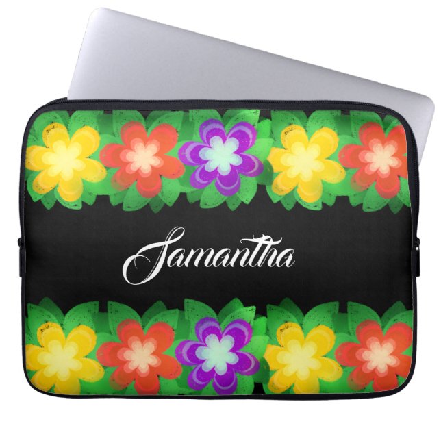 Funda Para Portátil Flores botánicas tropicales (Frente)