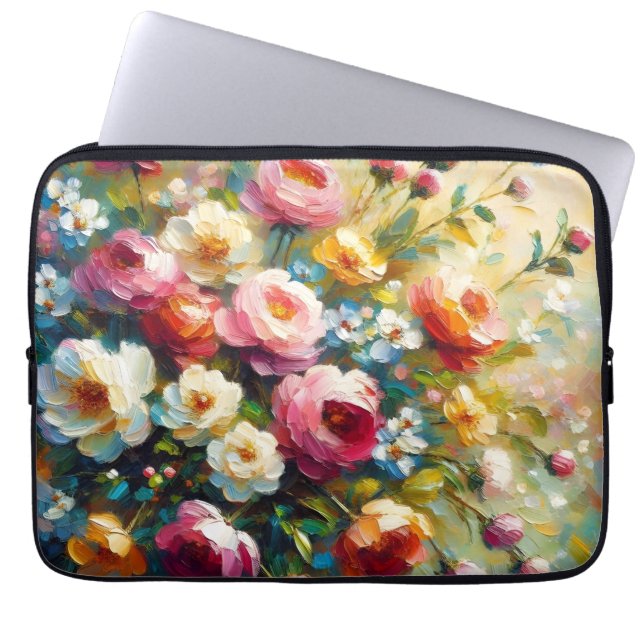 Funda Para Portátil Flores Brillantes y Audaces (Frente)