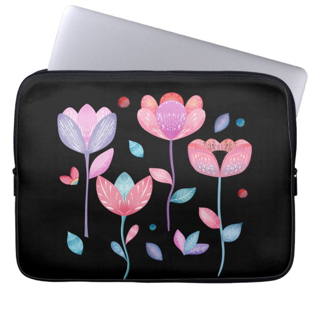 Funda Para Portátil Flores Caprichosas  (Frente)