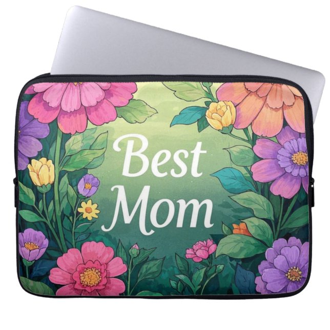 Funda Para Portátil Flores color agua (Frente)