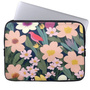 Funda Para Portátil Flores coloridas rosa adorable