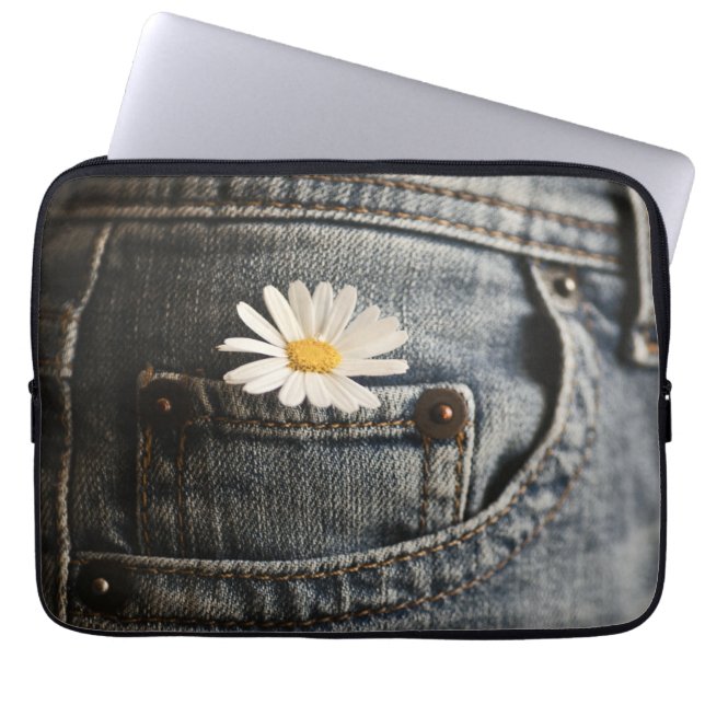 Funda Para Portátil Flores | Daisy en Jeans Pocket (Frente)