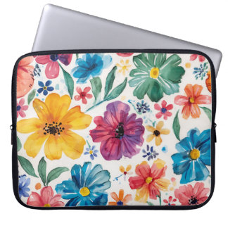 Funda Para Portátil Flores de Acuarela Lindas