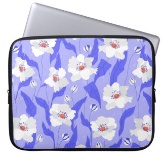 Funda Para Portátil Flores de amapola blancas sin fisuras. Hermosa ha