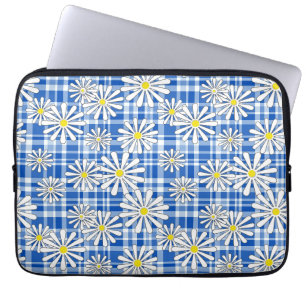 Funda Para Portátil Flores de camomila blanca sobre un fondo de cuadro