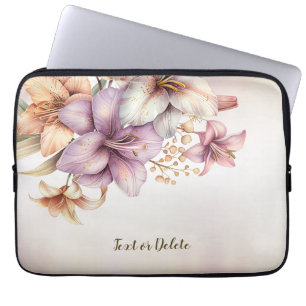 Funda Para Portátil Flores De Color Acuático Boho Rosa Elegante