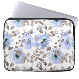 Funda Para Portátil Flores de color azul de moda