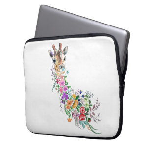 Funda Para Portátil Flores de colores Bouquet Giraffe - Dibujo moderno